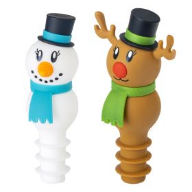VIGAR SNOWMAN & RUDOLPH SILICONE BOTTLE STOPPER 2U.PACK